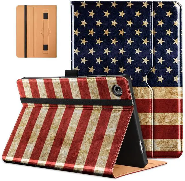 Main image of DTTO for Samsung Galaxy Tab A9 Plus 11 inch Case 2023, Premium Leather Business Folio Stand Cover with Hand Strap for Galaxy Tab A9+ 11'' 2023 Model (SM-X210/X216/X218) - Auto Wake/Sleep, US Flag