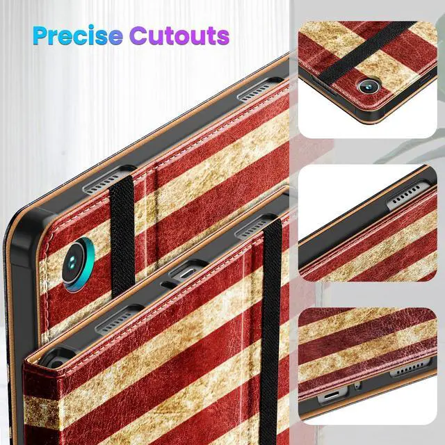 Alt view image 4 of 5 - DTTO for Samsung Galaxy Tab A9 Plus 11 inch Case 2023, Premium Leather Business Folio Stand Cover with Hand Strap for Galaxy Tab A9+ 11'' 2023 Model (SM-X210/X216/X218) - Auto Wake/Sleep, US Flag