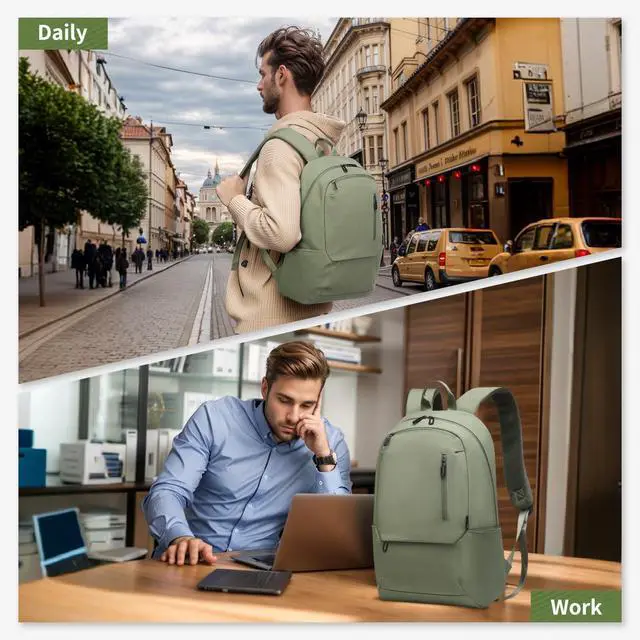 Alt view image 5 of 5 - DTGN Travel Laptop Backpack, Carry On Backpack, TSA-Approved Water-Resistant Rucksack Nylon for Work Men Women Fits 16 Inch Notebook, Green