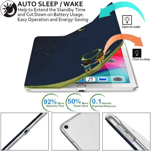 Alt view image 3 of 5 - DuraSafe Cases for iPad Mini 7.9 Inch 5 Gen [ Mini 5th Generation 2019 ] A2133 A2124 A2126 MUXH2LL/A MUXF2LL/A MUXG2LL/A Trifold Printed PC Lightweight Protective Clear Back Cover - Night Sky