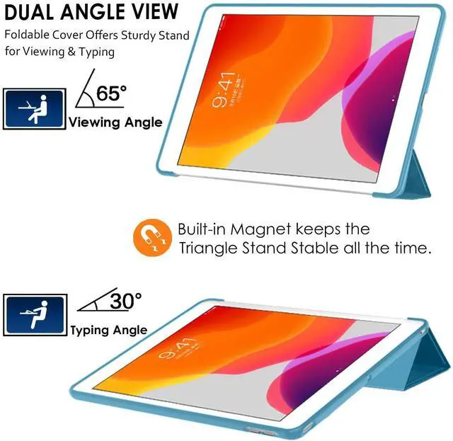 Alt view image 4 of 5 - DuraSafe Cases for iPad 10.2 Inch 9 8 7 2021 2020 2019 [iPad 9th / 8th / 7th Gen ] A2197 A2270 A2602 MK2K3LL/A MK2L3LL/A MYLC2LL/A Soft Silicone TPU Back Case with Honeycomb Pattern - Sky Blue