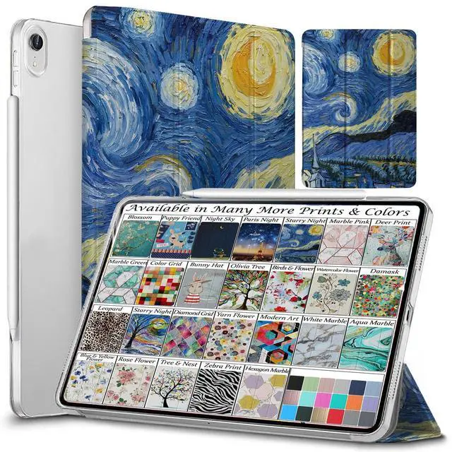 Main image of DuraSafe Cases for iPad Air 6 2024 11" & Air 5 2022 10.9" - Trifold Printed Hard Smart PC Transparent Back Cover - Starry Night