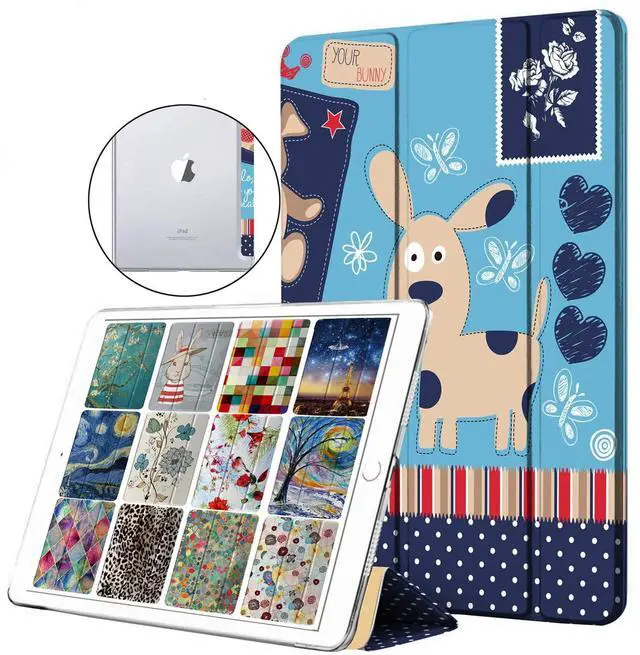 Main image of DuraSafe Cases for iPad Mini 4 7.9 Inch 2015 [ Mini 4th Gen ] A1538 A1550 Trifold Printed Hard Smart PC Transparent Back Cover - Cartoon Dog Print