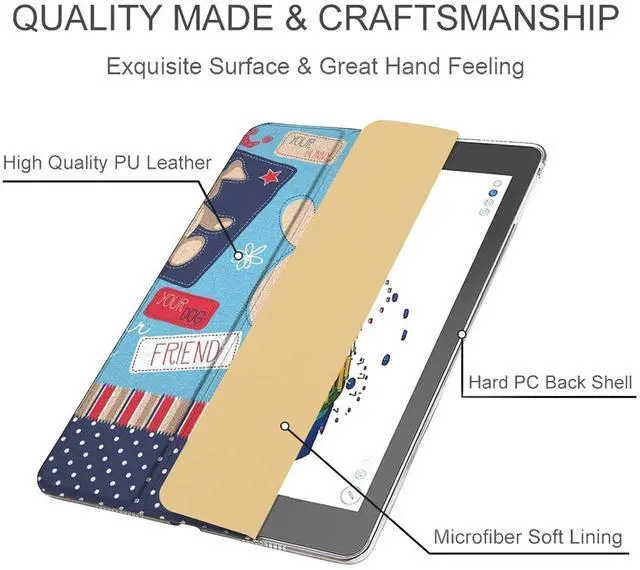 Alt view image 5 of 5 - DuraSafe Cases for iPad Mini 4 7.9 Inch 2015 [ Mini 4th Gen ] A1538 A1550 Trifold Printed Hard Smart PC Transparent Back Cover - Cartoon Dog Print