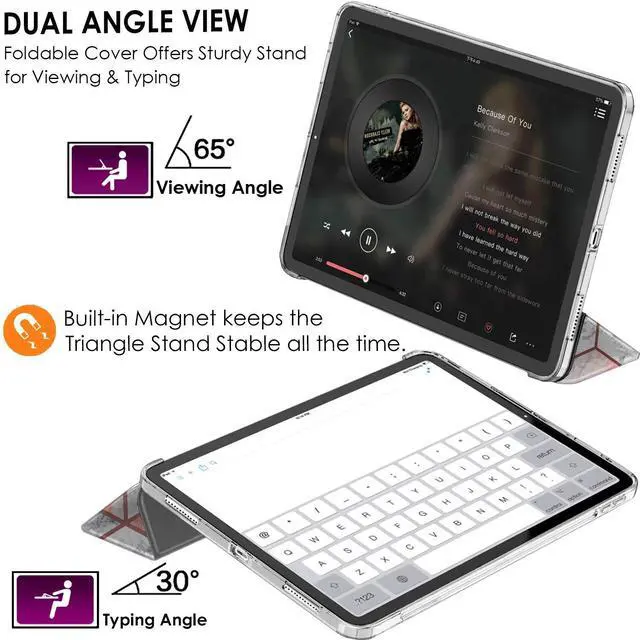 Alt view image 4 of 5 - DuraSafe Cases for iPad Air 4 5 6 11 2020 2022 2024 Gen 10.9/11 Case A2588 A2589 A2591 MM9N3LL/A MM9E3LL/A MM9D3LL/A MME23LL/A MM9C3LL/A MM9F3LL/A A2316 MYFQ2LL/A MYFM2LL/A MYFR2LL/A - Marble Pink