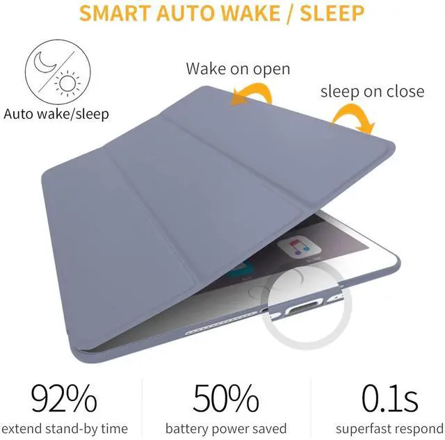 Alt view image 4 of 5 - DuraSafe Cases for iPad Mini 4 7.9 Inch 2015 [ Mini 4th Gen ] A1538 A1550 MK6K2LL/A MK6J2LL/A MK6L2LL/A Smart Trifold Lightweight Soft Silicone TPU Back Case - Purple