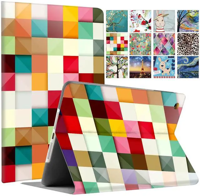 Main image of DuraSafe Cases iPad Mini 4 7.9 Inch 2015 [ Mini 4th Gen ] A1538 A1550 MK6K2LL/A MK6J2LL/A MK6L2LL/A Printed Folio Magnetic Smart Protective Sleek & Classic Design Cover - Color Grid