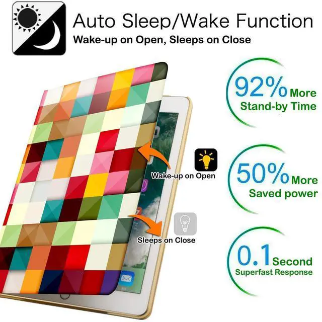 Alt view image 3 of 5 - DuraSafe Cases iPad Mini 4 7.9 Inch 2015 [ Mini 4th Gen ] A1538 A1550 MK6K2LL/A MK6J2LL/A MK6L2LL/A Printed Folio Magnetic Smart Protective Sleek & Classic Design Cover - Color Grid