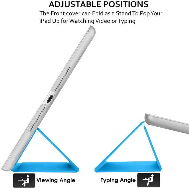 Alt view image 5 of 5 - DuraSafe Cases for iPad 9.7 Inch Air 2nd Generation [ Air 2 2014 ] A1566 A1567 MH2V2LL/A MH2W2LL/A MGLW2LL/A MGL12LL/A MH0W2LL/A Trifold PC Lightweight Smart PU Leather Hard Back Cover - Blue