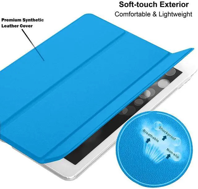 Alt view image 5 of 5 - DuraSafe Cases for iPad 9.7 Inch 5/6 [iPad 5th 6th Gen ] A1893 A1954 A1822 A1823 Trifold Hard Smart PC Translucent Back Cover - Sky