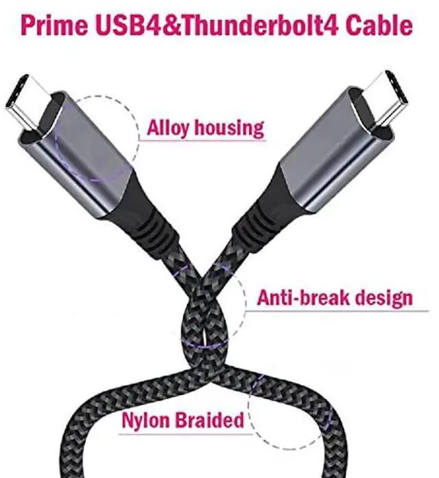 Alt view image 5 of 5 - USB4 Cable 40Gbps 8K Video and 240W Charging Full-Featured USB C Cable Compatible with Thunderbolt 4/3,for iPhone 16/15, MacBook, Hub, Docking and More (6FT)