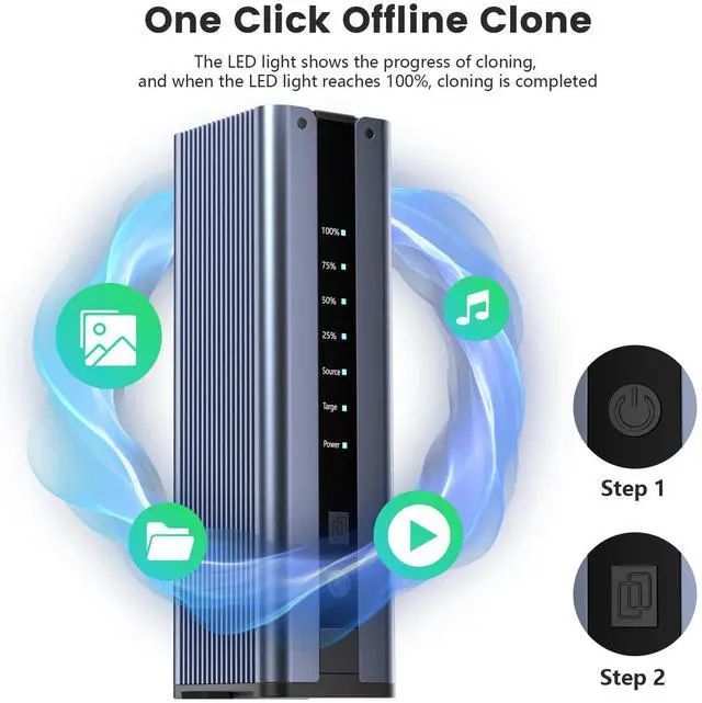 Alt view image 3 of 5 - NVMe M.2 Duplicator with Cooling Fan, 8TB Dual-Bay Offline Clone Enclosure, 10Gbps M.2 SSD M Key Hard Drives Enclosure, for NVMe SSDs PCIe Size 2230/2242/2260/2280