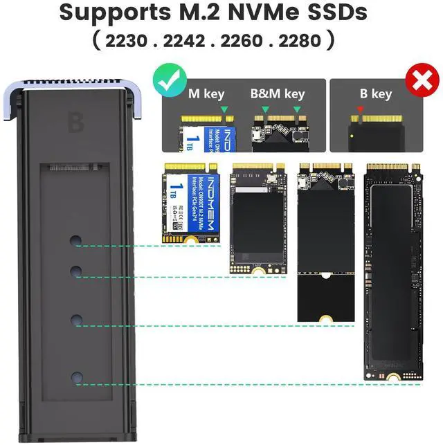 Alt view image 4 of 5 - NVMe M.2 Duplicator with Cooling Fan, 8TB Dual-Bay Offline Clone Enclosure, 10Gbps M.2 SSD M Key Hard Drives Enclosure, for NVMe SSDs PCIe Size 2230/2242/2260/2280