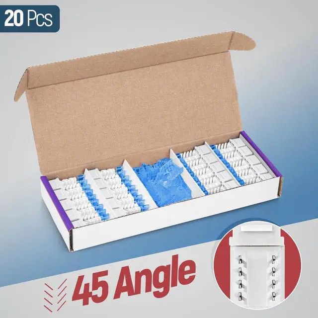 Alt view image 2 of 5 - Everest 45deg Angled RJ45 Cat5e Keystone Jacks 20-Pack in White - Slim Profile Female RJ45 Connectors - Cat 5e Keystone Jack - Compatible with 45deg Angled Speed Termination Tool - 45Term (B0BL3GS7ZY)