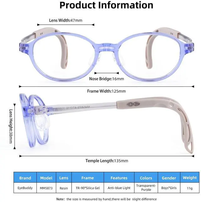 Alt view image 2 of 5 - EYEBUDDY Blue Light Glasses for Kids,Blue Light Blocking Glasses for Boys Girls Ages 3-13, 2 Packs Bluelight Glasses Computer, Gaming, Reading