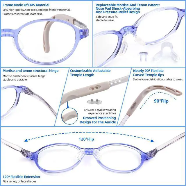 Alt view image 3 of 5 - EYEBUDDY Blue Light Glasses for Kids,Blue Light Blocking Glasses for Boys Girls Ages 3-13, 2 Packs Bluelight Glasses Computer, Gaming, Reading