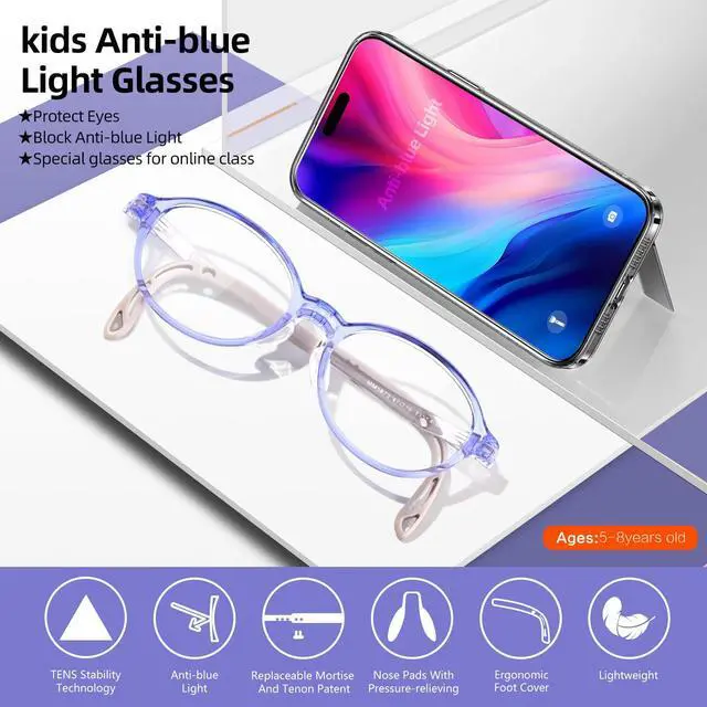 Alt view image 4 of 5 - EYEBUDDY Blue Light Glasses for Kids,Blue Light Blocking Glasses for Boys Girls Ages 3-13, 2 Packs Bluelight Glasses Computer, Gaming, Reading