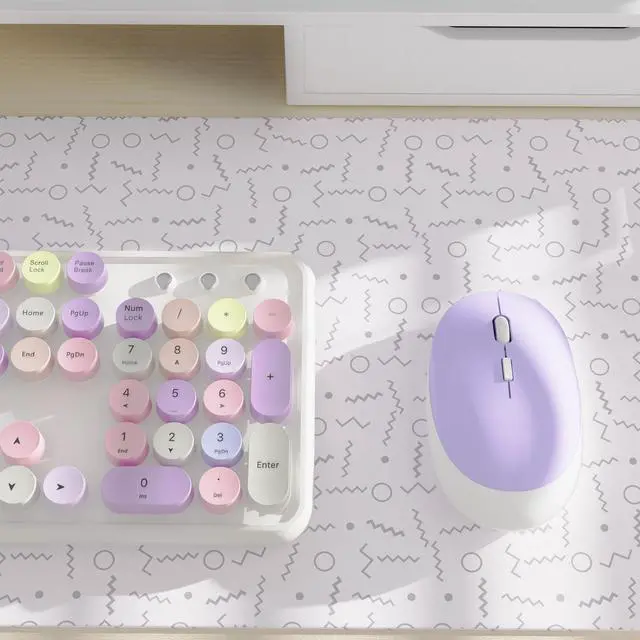 Alt view image 4 of 5 - FCPLU x UBOTIE Colorful Wireless Keyboard and Mouse Combo, Full-Sized Office Keyboard with Typewriter Flexible Keys, 2.4GHz Dropout-Free Connection, Optical Mouse for PC Laptop(White Colorful)