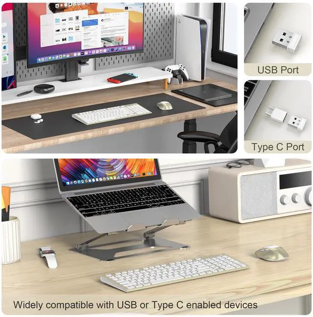Alt view image 4 of 5 - Wireless Keyboard and Mouse Combo, USB Type C Rechargeable Slim Silent Compact Full-Size Keyboard Mouse with Number Pad and Cover for Windows, mac, PC/Computer/Laptop - Gold