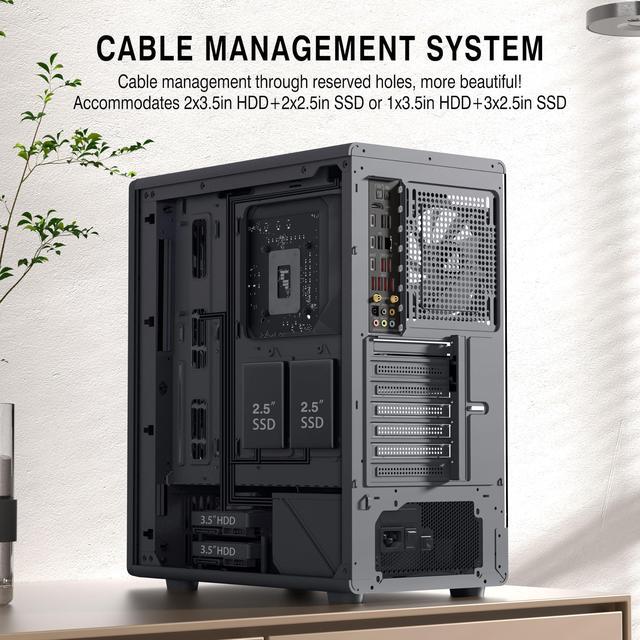 Alt view image 5 of 5 - FOIFKIN M1 PC Case -Walnut Front pane Pre-Installed 4 PWM ARGB Fan, ATX Mid-Tower Gaming PC Case, with Type-C,FOIFKIN (Black, M1)