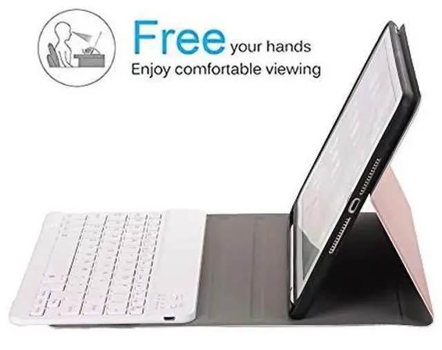 Alt view image 3 of 5 - for iPad 9th Gen(2021)/7th 8th Generation 10.2 inch Keyboard Leather Case,Slim Folio Cover Removable Detachable Wireless Bluetooth Keyboard with Apple Pencil Holder for iPad 10.2"(Rose Gold)