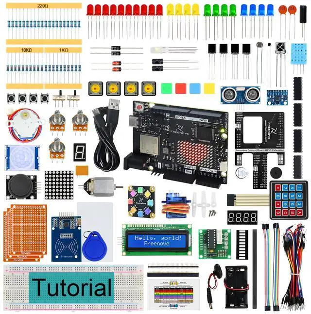 Main image of Freenove Ultimate Starter Kit with Board V5 Rev4 WiFi (Compatible with Arduino IDE), Arm Cortex-M4 Microcontroller, Onboard ESP32-S3, 399-Page Detailed Tutorial, 220 Items, 78 Projects