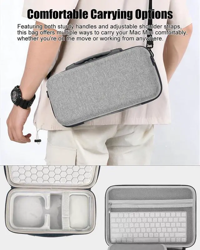 Alt view image 3 of 5 - Carrying Case Compatible with 2024 Mac Mini M4/M4 Pro Accessories, Portable Protective Hard Travel Case Organizer Storage Bag for Mac Mini M4 Magic Keyboard, Mouse, Trackpad, Cables, Waterproof