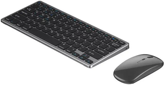 Main image of Portable Wireless Keyboard and Mouse Combo, Bluetooth 3.0/5.0/2.4G, Multi-Device pc,Laptop,Phone,Windows,iOS,Android Compatible, Rechargeable,78KEY (Gray)