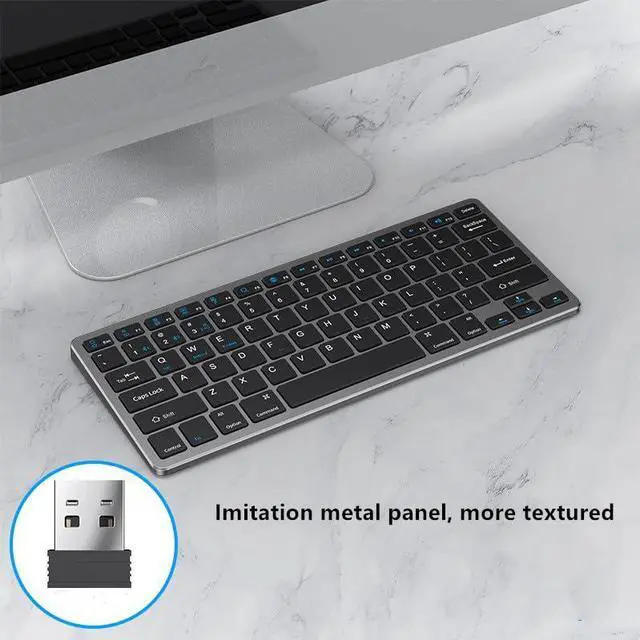 Alt view image 5 of 5 - Portable Wireless Keyboard and Mouse Combo, Bluetooth 3.0/5.0/2.4G, Multi-Device pc,Laptop,Phone,Windows,iOS,Android Compatible, Rechargeable,78KEY (Gray)
