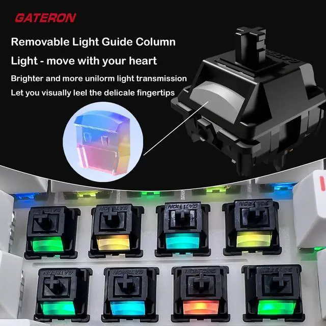 Alt view image 5 of 5 - Gateron Oil King Ghost Pro Switches,48gf 5-Pin RGB SMD Dual-Stage Spring Pre-Lubed Linear Switch for MX Mechanical Gaming Keyboard(108Pcs)