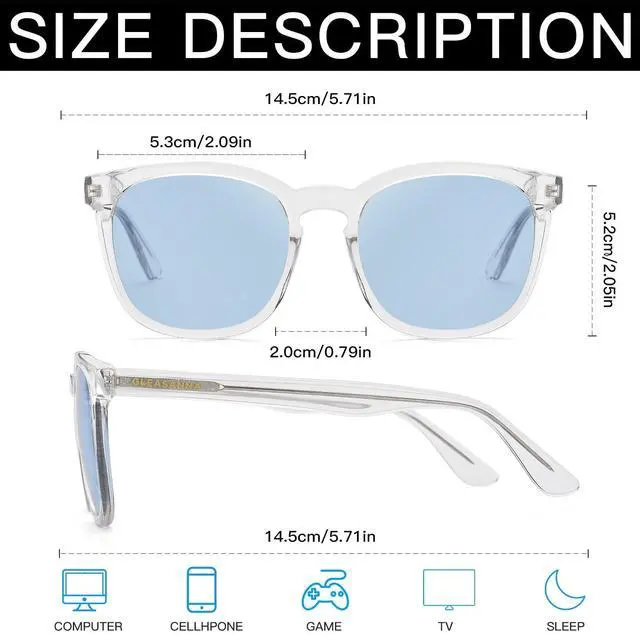 Alt view image 3 of 5 - GLEASANNA 99.9% Blue Light Blocking Glasses For Men Women Anti-Fatigue Computer Gaming Sleep Glasses Reduce Eye Strain