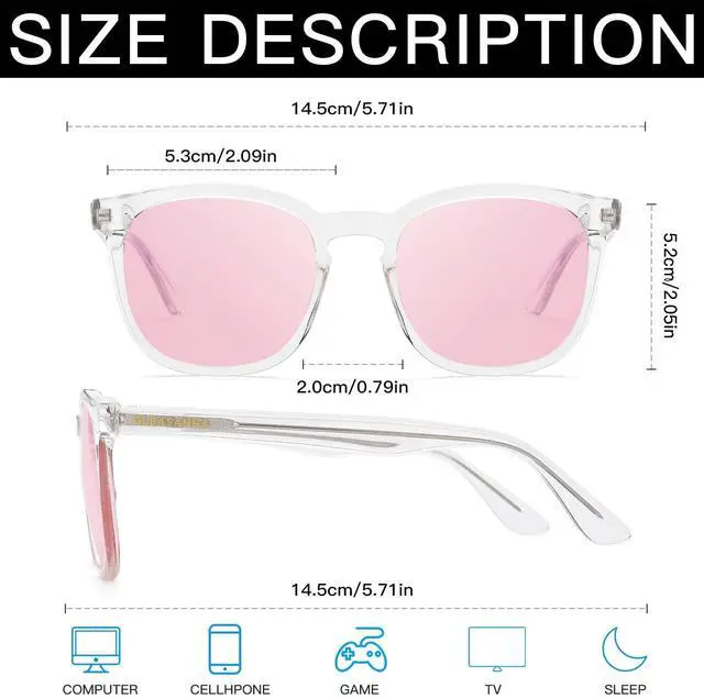 Alt view image 3 of 5 - GLEASANNA 99.9% Blue Light Glasses for Woman Sleep Computer Gaming Glasses - Anti Eyestrain and UV400 Glare Protection