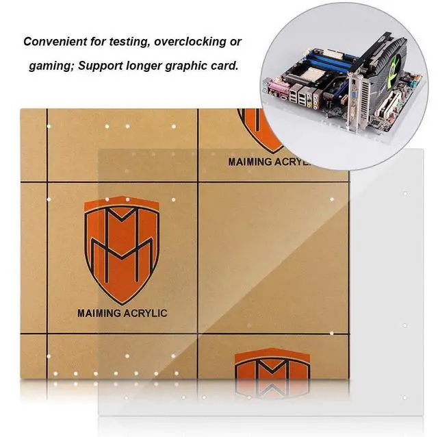 Alt view image 3 of 5 - ATX PC Open Frame, Clear Acrylic ATX Test Bench Motherboard Overlock DIY Open Air Frame Chassis PC Case, 330x268mm