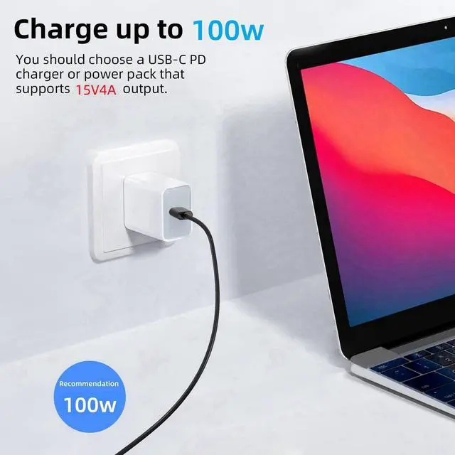 Alt view image 2 of 5 - PD100W Surface to USB C Charging Cable Compatible with Surface Pro Laptop Microsoft Surface Pro 11/10/9/8/7+/7/6/5/4/3/X Windows Surface Go 6/5/4/3/2 Tablet Surface Book Support 65W/45W,2-Pack 6FT