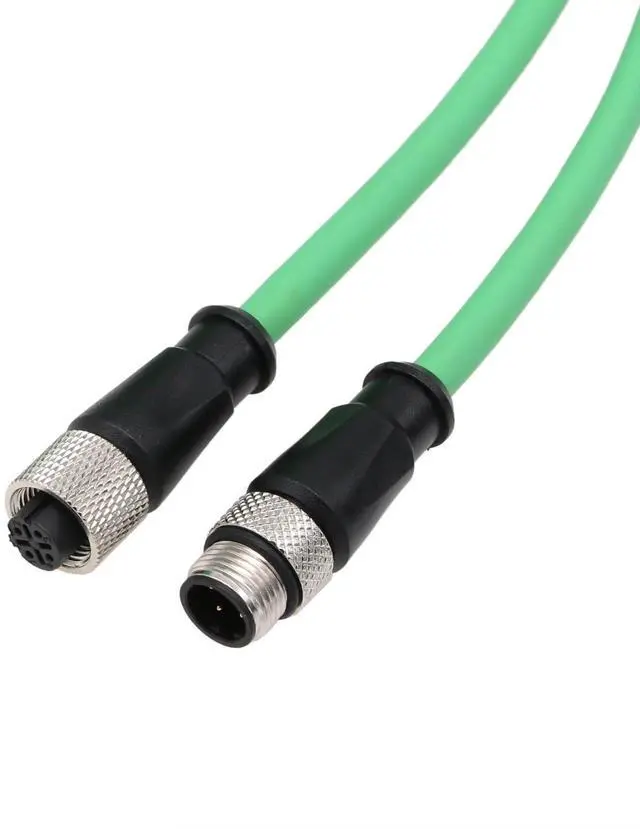 Alt view image 2 of 5 - HangTon Ethernet Camera M12 4 Pin D Code Male to M12 4 Pin D Code Female Extension Cable for Industrial Application Network CAT5e Shielded Flexible 1m