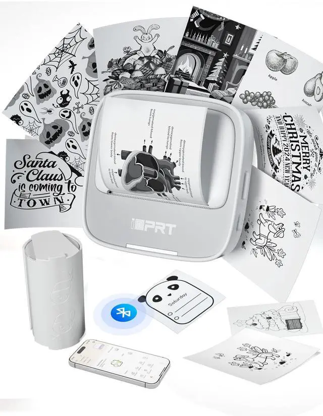 Main image of iDPRT Sticker Printer Mini Thermal Portable Printer & Pocket-Sized Sticker Maker, Ideal for Learning Notes, DIY Projects & Kids Gifts, Grey