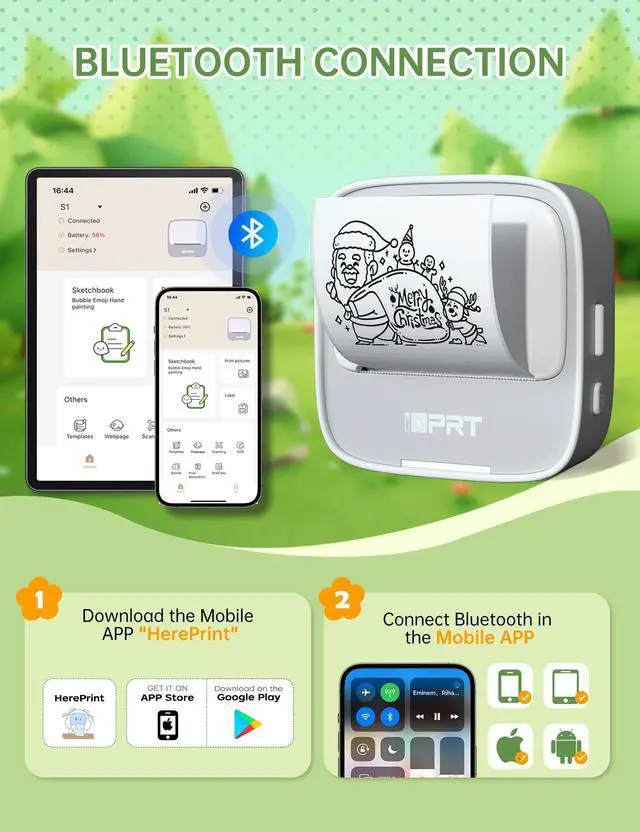 Alt view image 2 of 5 - iDPRT Sticker Printer Mini Thermal Portable Printer & Pocket-Sized Sticker Maker, Ideal for Learning Notes, DIY Projects & Kids Gifts, Grey