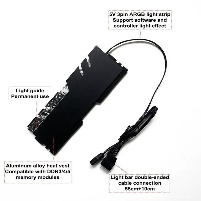 Alt view image 2 of 5 - Memory RAM Vest Set for DDR3 DDR4 DDR5 Change to Trident Z Neo Royal Light Guide Bar Strip Brilliant Glow ARGB Controllable Mirror Silver