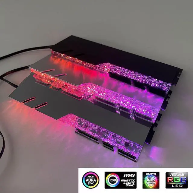 Alt view image 4 of 5 - Memory RAM Vest Set for DDR3 DDR4 DDR5 Change to Trident Z Neo Royal Light Guide Bar Strip Brilliant Glow ARGB Controllable Mirror Silver