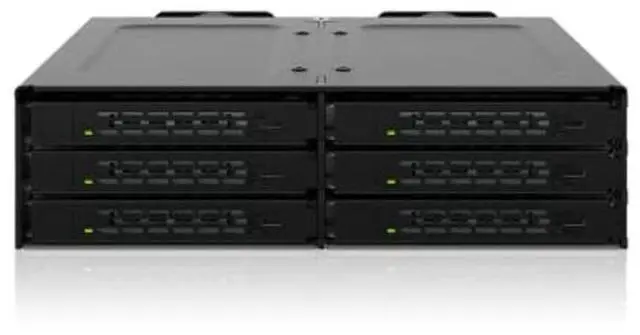 Main image of ICY DOCK 6 Bay U.2 / U.3 NVMe SSD(7mm) PCIe 4.0 Mobile Rack Enclosure for 5.25" Bay (SlimSAS SFF-8654 8i) - ToughArmor MB118VP-B