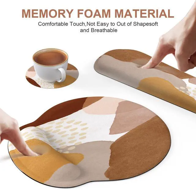 Alt view image 3 of 5 - iCasso Desk Mat, Gaming Mouse Pad Wrist Support Set, XXL Large Mousepad + Keyboard Wrist Rest+Mouse Wrist Rest+Coastert with Ergonomic Design for Home Office Computer (C-Four-Coffee-Color-Block)