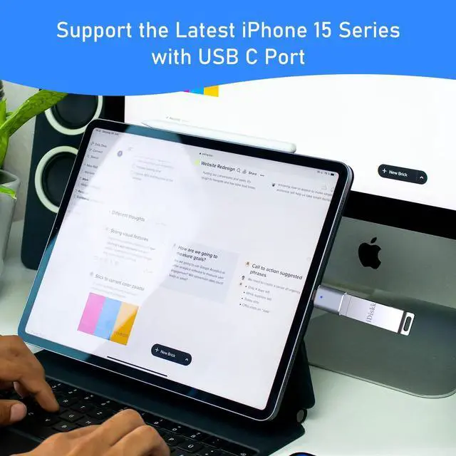 Alt view image 4 of 5 - iDiskk 256GB MFi Certified iPhone Flash Drive for Photos Stick iPhone with USB C Adapter to Work for iPhone 15 and 16 Series