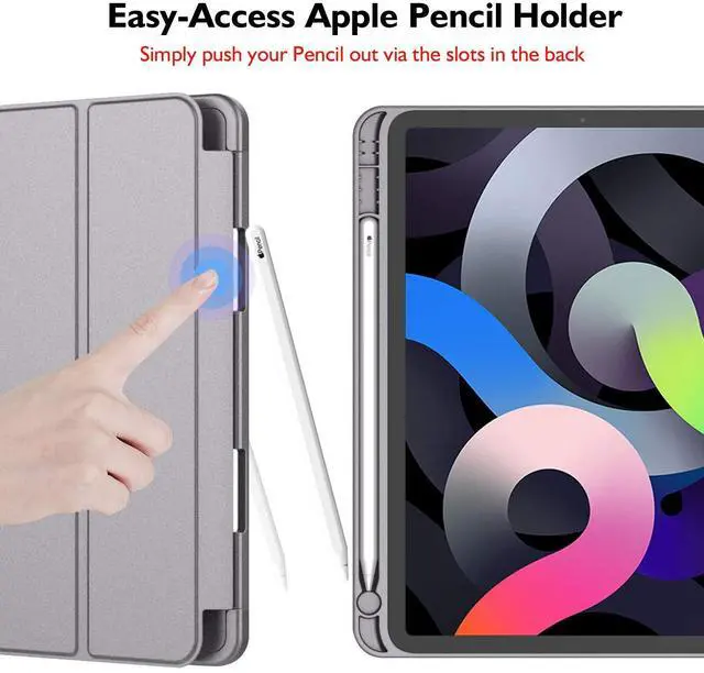 Alt view image 3 of 5 - iMieet iPad Air 11 Inch Case M3(2025) / M2 (2024), iPad Air 5th/4th Generation Case 2022/2020 10.9 Inch with Pencil Holder,Trifold Stand Smart Case with Soft TPU Back(Sliver Gray)