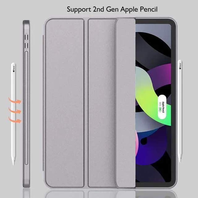 Alt view image 4 of 5 - iMieet iPad Air 11 Inch Case M3(2025) / M2 (2024), iPad Air 5th/4th Generation Case 2022/2020 10.9 Inch with Pencil Holder,Trifold Stand Smart Case with Soft TPU Back(Sliver Gray)
