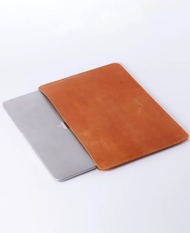 Alt view image 2 of 5 - INCARNE Leather Laptop Case 16 inch Compatible with MacBook Pro 16 inch Sleeve, Laptop Case Made for MacBook Pro 16", Genuine Leather, Cognac