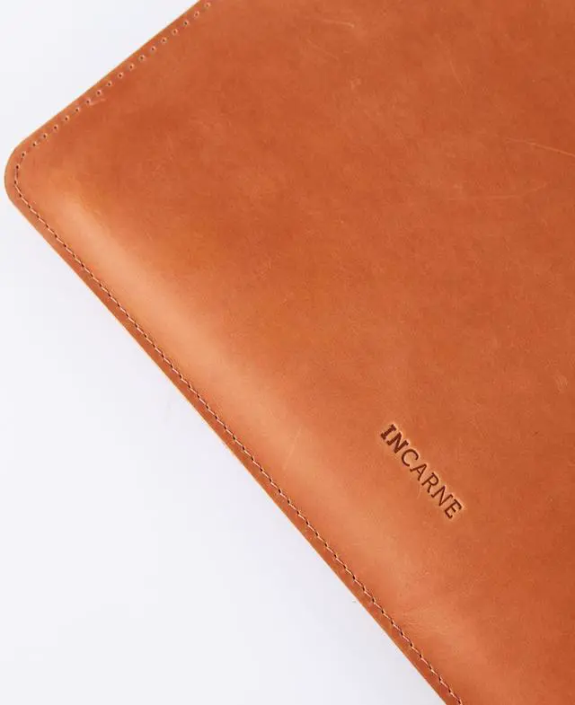 Alt view image 3 of 5 - INCARNE Leather Laptop Case 16 inch Compatible with MacBook Pro 16 inch Sleeve, Laptop Case Made for MacBook Pro 16", Genuine Leather, Cognac
