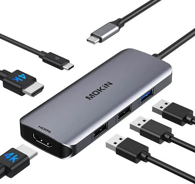 Main image of Docking Station USB C to Dual HDMI Adapter, MOKiN USBC Hub Dual HDMIMonitors for Windows,USB C Adapter with Dual HDMI,3 USB Port,