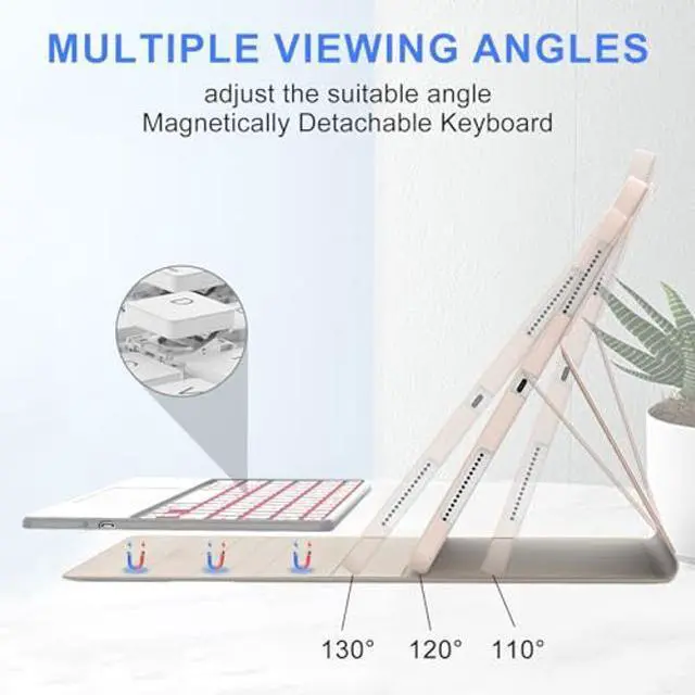 Alt view image 5 of 5 - Keyboard Case for Xiaomi Pad 7/ Pad 7 Pro 11.2 Inch, 7 Color Backlit, Magnetic Detachable Wireless Bluetooth Keyboard, Multi-Touch Trackpad, Stain Resistant Cover, Rechargeable, Pink (Backlit)