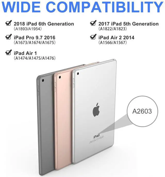 Alt view image 2 of 5 - for iPad Keyboard case 9.7 inch, iPad 6th Gen (2018), iPad 5th Gen (2017), iPad Air 2 (2014), Multi-Touch Trackpad, Detachable Backlit Folio Keyboard Slim Cover with Pencil Holder,Light Gray