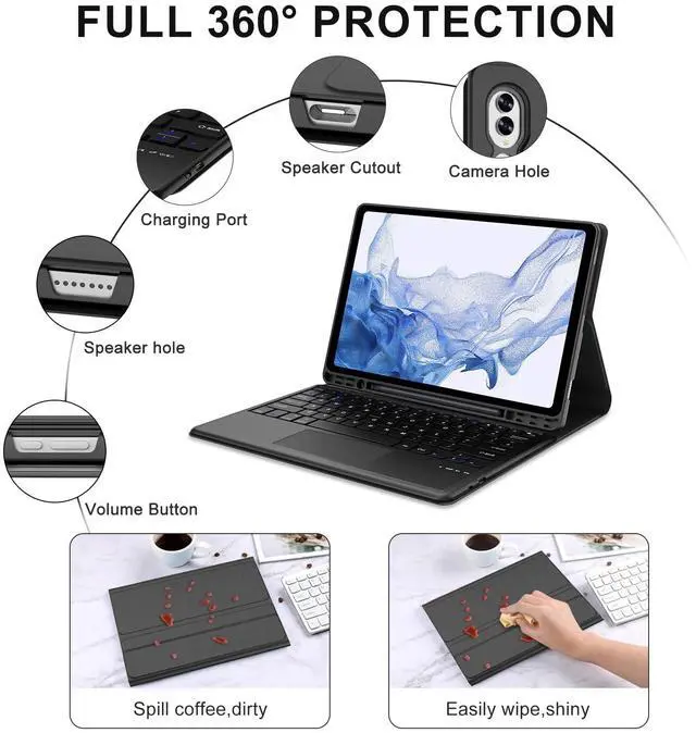 Alt view image 3 of 5 - for Samsung Galaxy Tab S10+ Plus/S9+ Plus/S9 FE+ Plus/S8+ Plus/S7+ Plus/S7 FE 12.4 inch Case with Keyboard, Multi-Touch Touchpad, Detachable Bluetooth Wireless Keyboard Case, Magnetic Slim Cover,Black